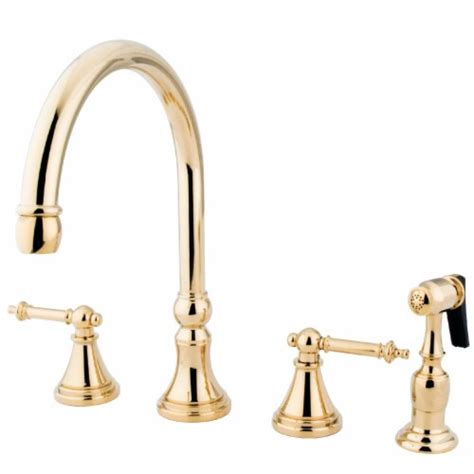 Kingston Brass KS2792TLBS Widespread Kitchen Faucet, Polished Brass, 1 ...