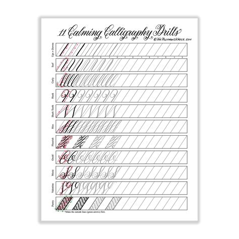 11 Calming Calligraphy Drills Printable – The Postman's Knock