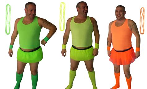 Stag Party Costumes Neon Guys Full Set Mens Funny Tutus with Beads | eBay