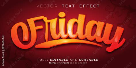 Friday Text effect, Editable 3d text style Stock Vector | Adobe Stock