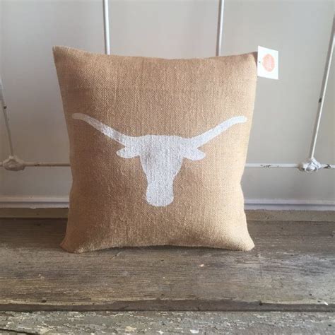 Burlap Pillow- Longhorn pillow | Texas Longhorn Animal pillow | Burlap ...