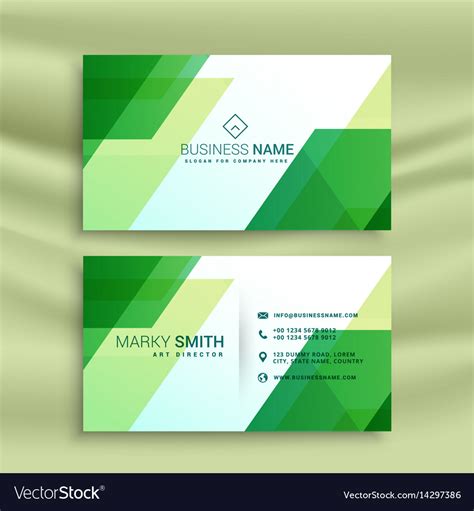 Green business card template with abstract shapes Vector Image