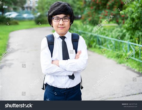 Handsome Asian Boy Glasses Going School Stock Photo 1461377120 ...