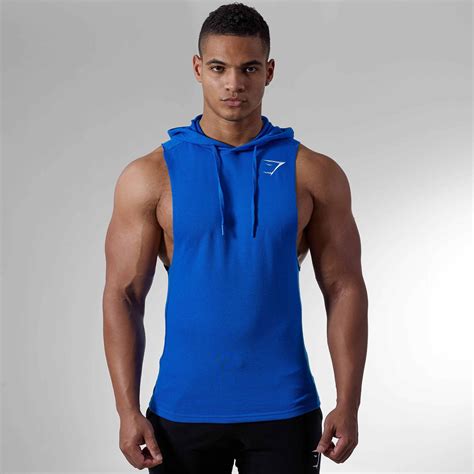 Gymshark Drop Arm Sleeveless Hoodie - Dive Blue | Sleeveless workout ...