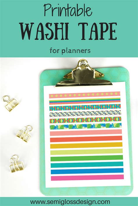 Free Printable Washi Tape for Summer Planners - Semigloss Design