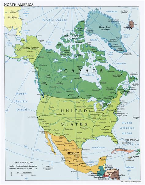 North America Map. Vintage Map with United States, Canada