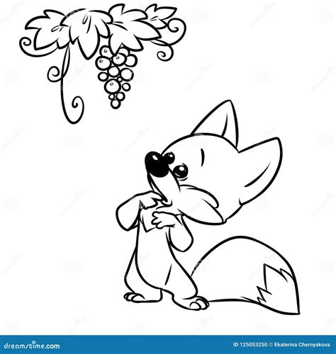 Fox Grapes Fables Cartoon Coloring Page Stock Illustration - Illustration of loser, fables ...