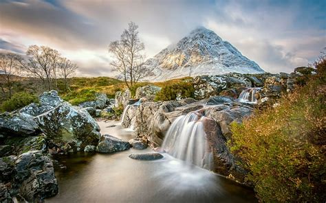 HD wallpaper: Landscape, Scotland, UK, Mountain, Waterfall, River ...