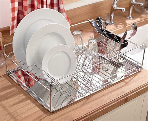 Stainless Steel Drainer Large Stainless Steel Plate Dish Rack Chrome Pleated