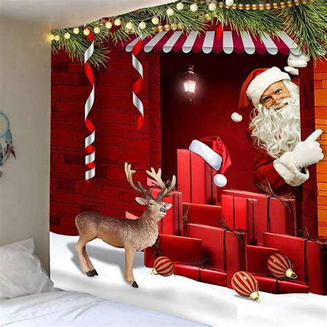 [41% OFF] 2021 Red Santa Claus Printed Wall Art Tapestry In RED | DressLily