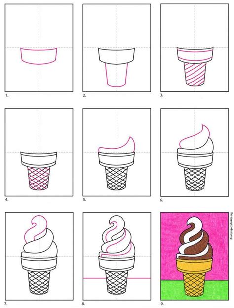 Easy How to Draw Ice Cream Tutorial and Ice Cream Coloring Page · Art Projects for Kids