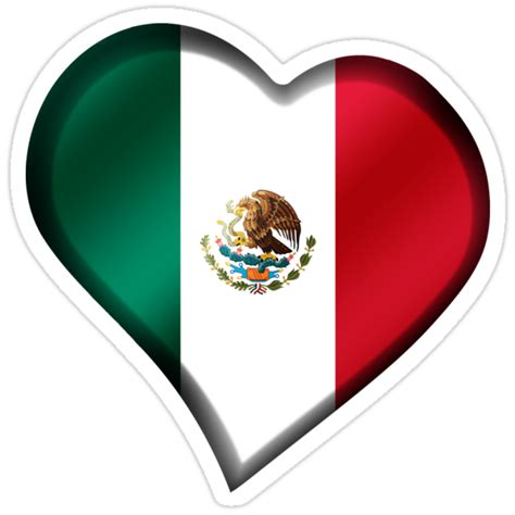 "Mexican Flag - Mexico - Heart" Stickers by graphix | Redbubble