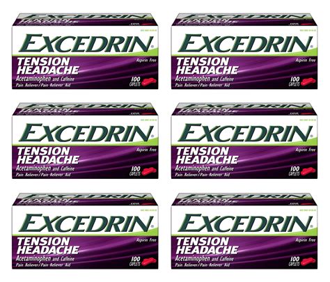 Excedrin Tension Headache Caplets, 100 ea (Pack of 6) - Walmart.com