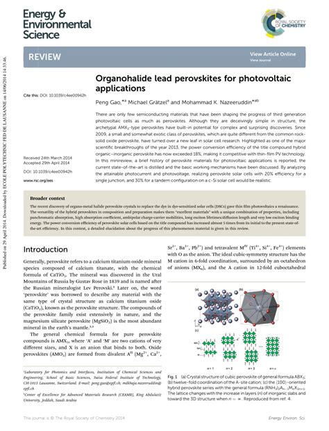 (PDF) Organohalide lead perovskites for photovoltaic applications