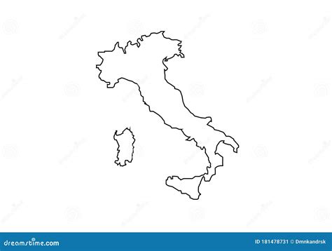 Italy Outline Map National Borders Cartoon Vector | CartoonDealer.com #184063721