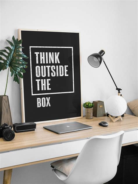 Think Outside the Box, Printable Wall Art, Black & White Quote ...