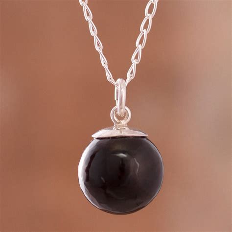 Obsidian Orb Pendant Necklace Crafted in Peru - Hypnotic Orb | NOVICA