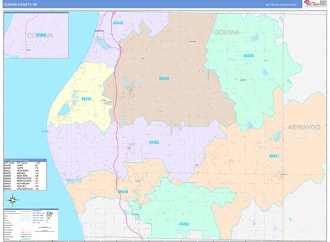 Oceana County, MI Wall Map Color Cast Style by MarketMAPS - MapSales.com