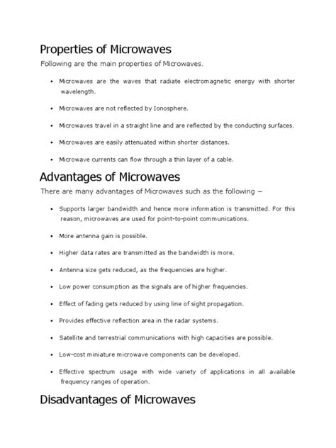 Properties of Microwaves.docx | Microwave | Waveguide