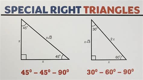 Special Right Triangles: 30 - 60 90 and 45 - 45 -90 Triangles - YouTube