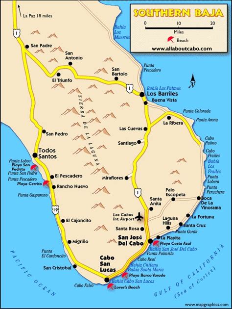 southern-baja-map-large | Cabo mexico, Cabo vacation, Cabo trips