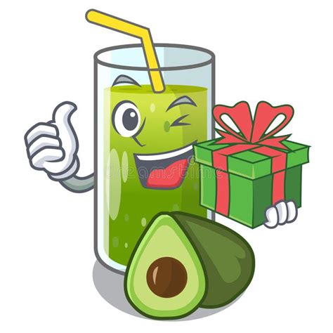 With Gift Avocado Smoothies are Isolated on Characters Stock Vector - Illustration of birthday ...