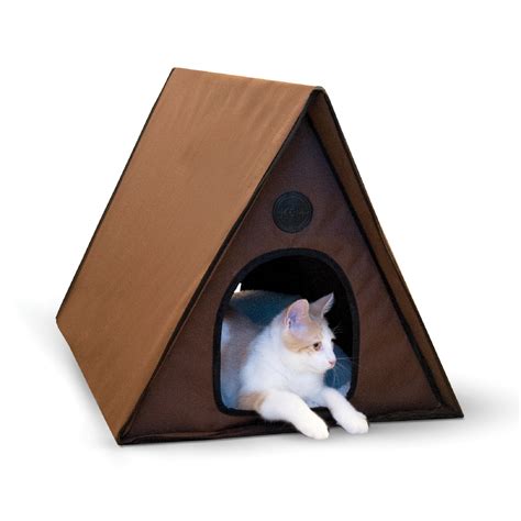 K&H Chocoloate Outdoor Heated A-Frame Cat Bed | Petco