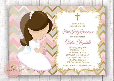 Gold Elegant First Communion Invitation Printable For - vrogue.co