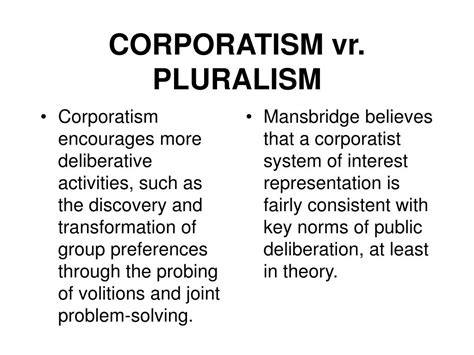 PPT - Corporatism, Pluralism, and Democracy: Toward a Deliberative ...