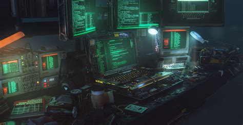 cyberpunk, hardware, desk, laptop, CAD, battlestation, hackers, hacking ...