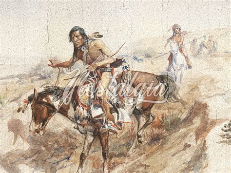 Native Americans Print Western Painting Vintage Wall Art Rustic Decor ...