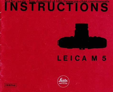 Leica Film Camera M5 Users Manual