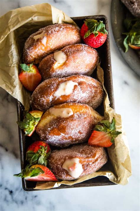 Strawberry Custard Filled Donuts - The Seaside Baker