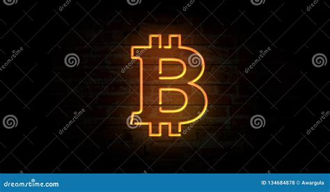 Bitcoin neon sign stock illustration. Illustration of currency - 134684878