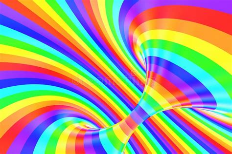 Rainbow Funny Spiral Tunnel. Striped Twisted Cheerful Optical Illusion. Abstract Background. 3D ...