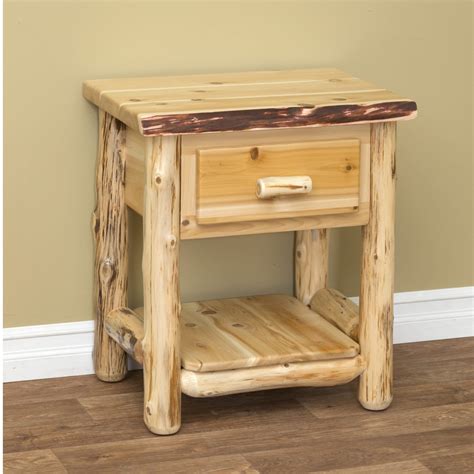 Rustic Log Nightstand – Country Cottage Furniture