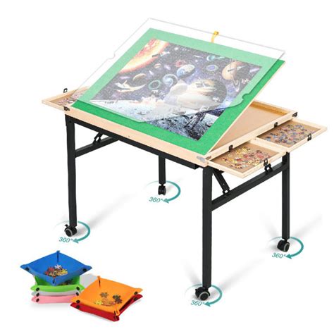 BittPicc Puzzle Table With Adjustable Tabletop & Universal Wheels | Wayfair