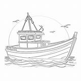 Fishing Boat Coloring Page  Pages Mimi Panda sketch template