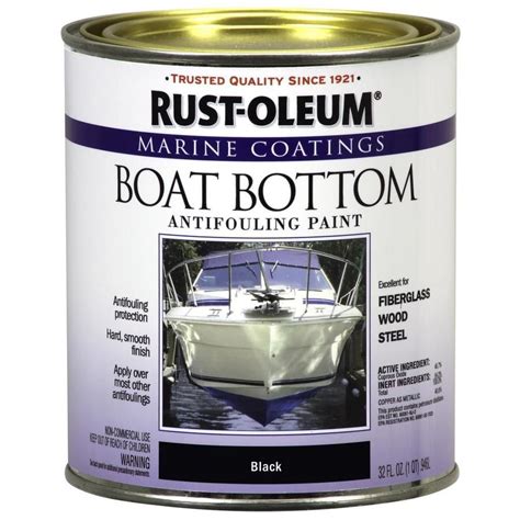 Rust-Oleum Marine Coatings Boat Bottom Antifouling Paint Flat Black Enamel Oil-based Marine ...