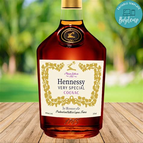 Hennessy wine bottle Label Digital File Template | Bobotemp