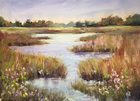 Lavender Floral Marsh Original Landscape Soft Pastel Painting | Etsy | Pastel painting, Original ...