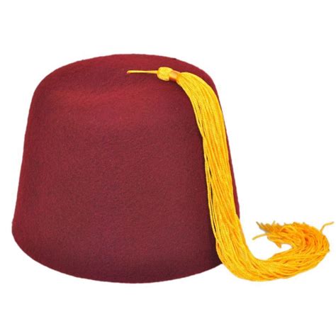 Village Hat Shop Maroon Fez with Gold Tassel Fez