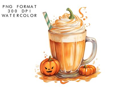 Watercolor Pumpkin Spice Latte Clipart Graphic by WatercolorByKr · Creative Fabrica