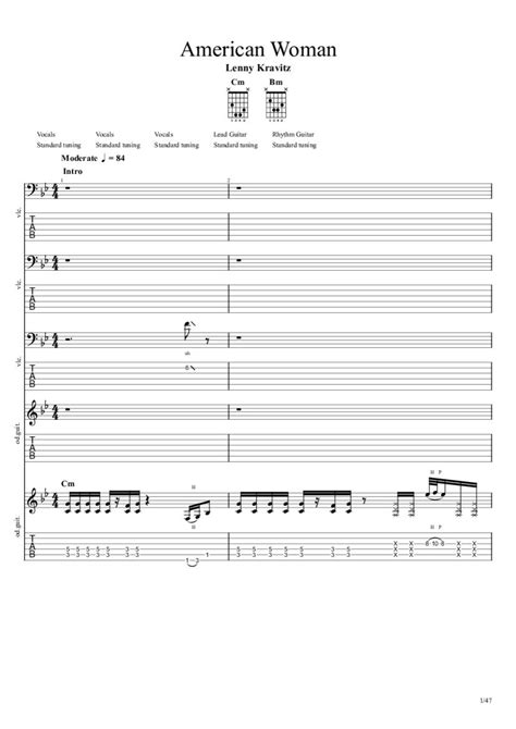 American Woman Tab & Chords - Lenny Kravitz | PaidTabs.com