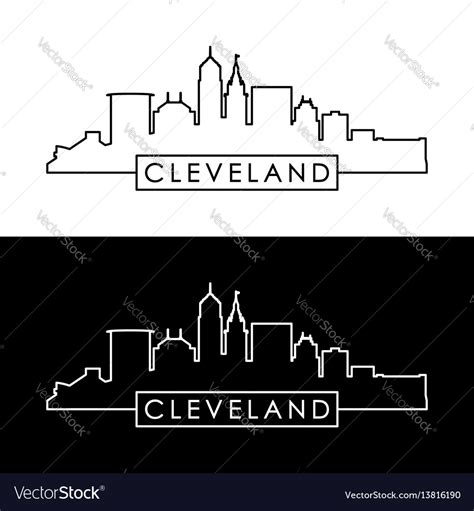 Cleveland skyline black linear style Royalty Free Vector