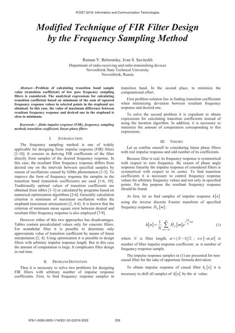 (PDF) Modified technique of FIR filter design by the frequency sampling method