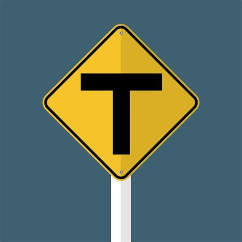 T Junction Traffic Road Sign 2568391 Vector Art at Vecteezy