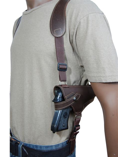 Leather 2 Gun Shoulder Holster for 9mm 40 45 Pistols - Barsony Holsters