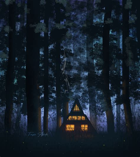 Forest house illustration on Behance