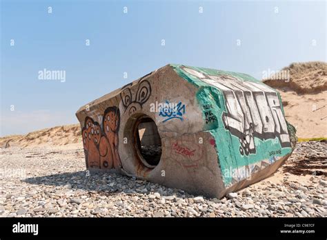 Remains of the Atlantic Wall in Normandy, off the beaten track behind a ...